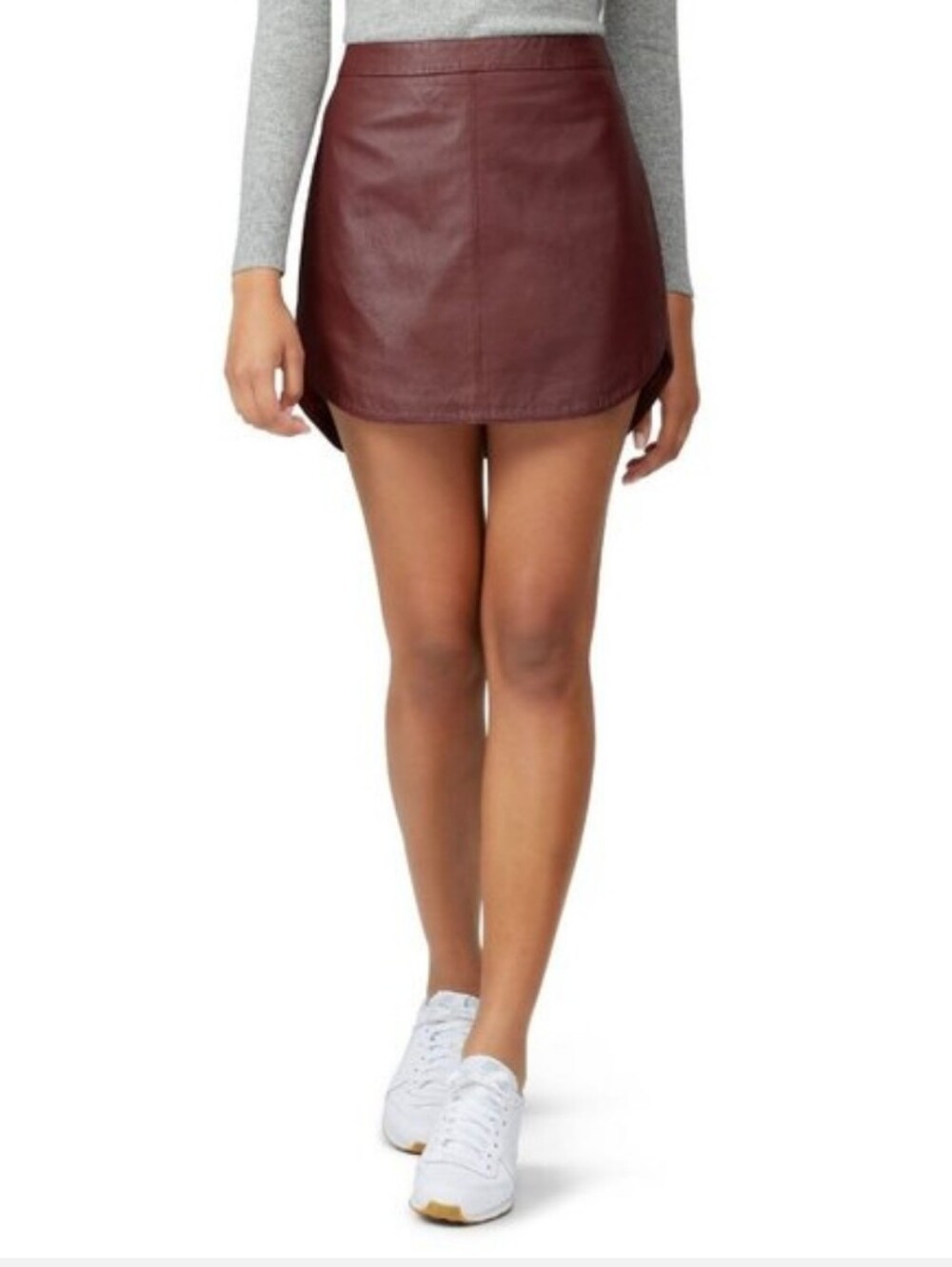 BB DAKOTA 100% LEATHER CURVED HEM BOYSENBERRY SKIRT SZ 8
